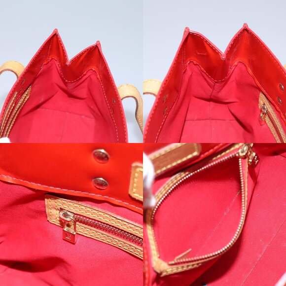 LOUIS VUITTON Monogram Vernis Reade PM Hand Bag Red Rouge M91088 - Picture 12 of 13